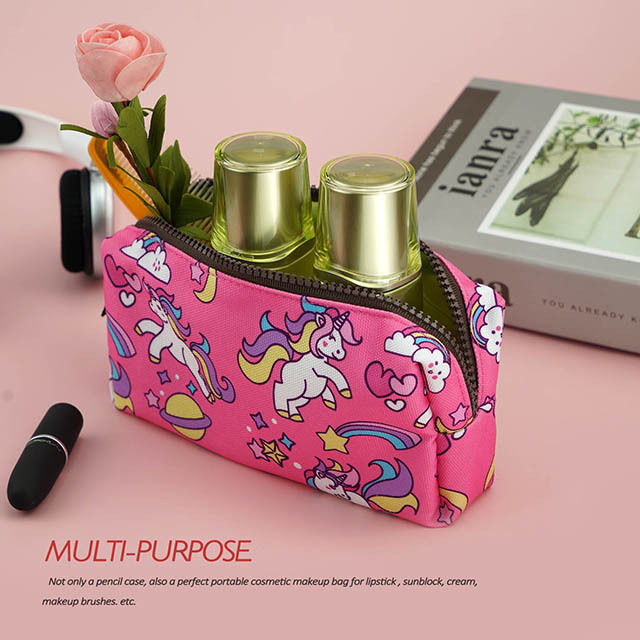 Unicorn Students Canvas Pencil Case Pen Bag Pouch Stationary Case Makeup Cosmetic Bag