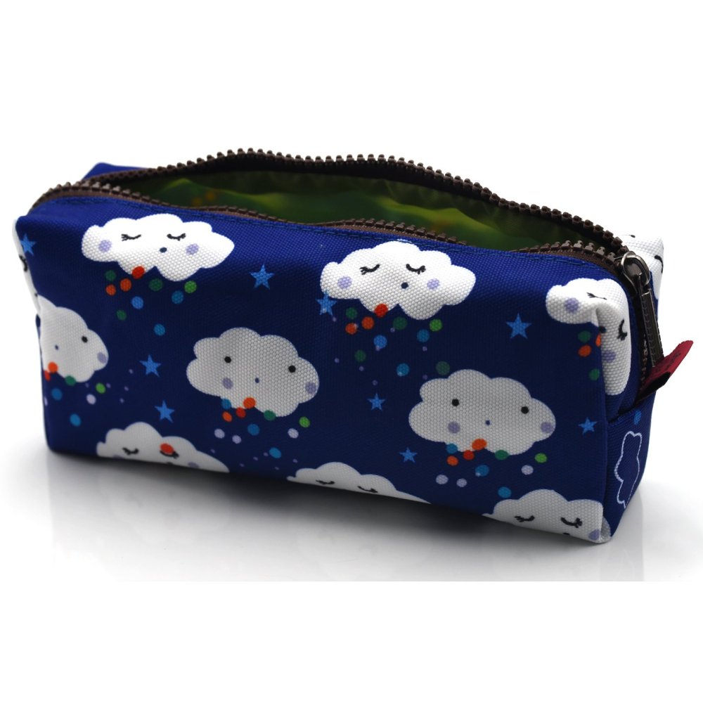 Kawaii Clouds Students Super Large Capacity Canvas Pencil Case Pen Bag Pouch Stationary Case Makeup Cosmetic Bag