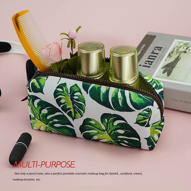 LParkin Tree Leaves Large Capacity Canvas Pencil Case Pen Bag Pouch Stationary Case Makeup Cosmetic Bag Gadget Box