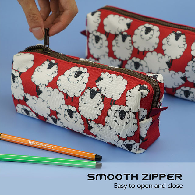 Sheep Canvas Pencil Case Kawaii Pen Bag Pouch Stationary Case Makeup Cosmetic Bag Gadget Box(Sheep)