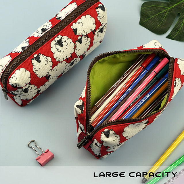 Sheep Canvas Pencil Case Kawaii Pen Bag Pouch Stationary Case Makeup Cosmetic Bag Gadget Box(Sheep)