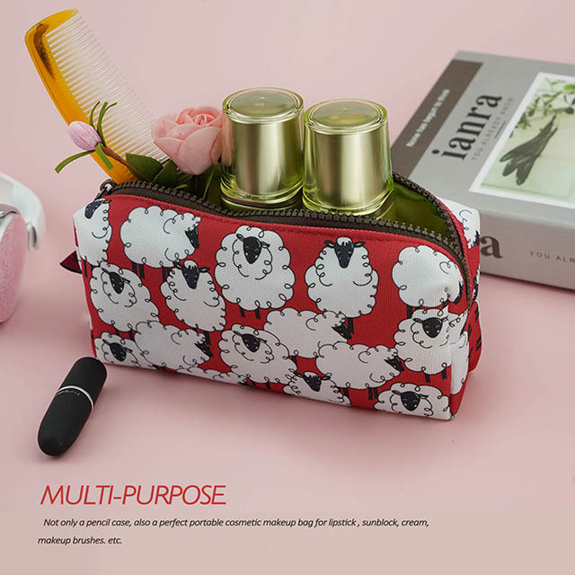 Sheep Canvas Pencil Case Kawaii Pen Bag Pouch Stationary Case Makeup Cosmetic Bag Gadget Box(Sheep)