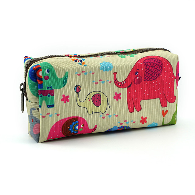 Elephant Pencil Case Kawaii Box Students Capacity Canvas Pen Bag Pouch Case Makeup Stationary Cosmetic Bag Gadget Bag