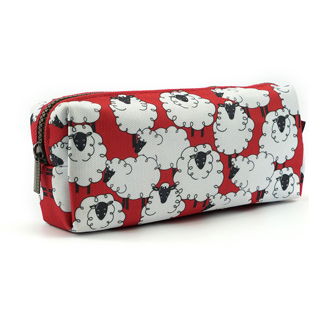 Sheep Canvas Pencil Case Kawaii Pen Bag Pouch Stationary Case Makeup Cosmetic Bag Gadget Box(Sheep)