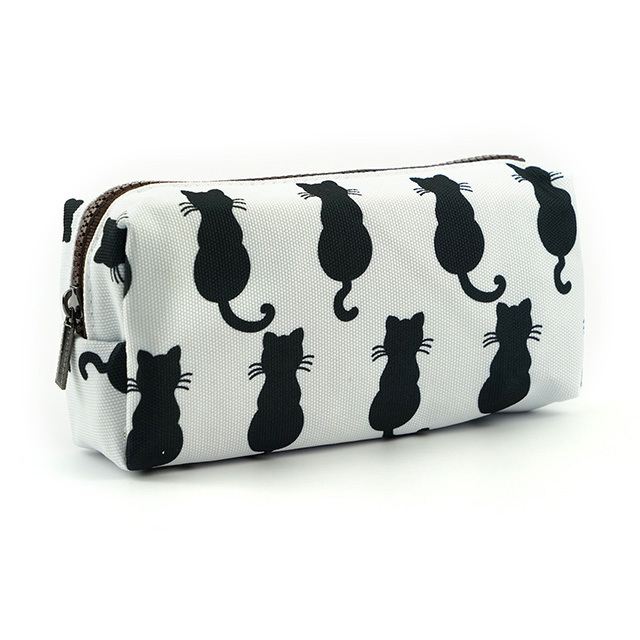 Black Cat Pencil Case Cute Stationary Cat Theme Pouch Back to School Teacher Gift Gadget Bag Make Up Case Cosmetic Bag