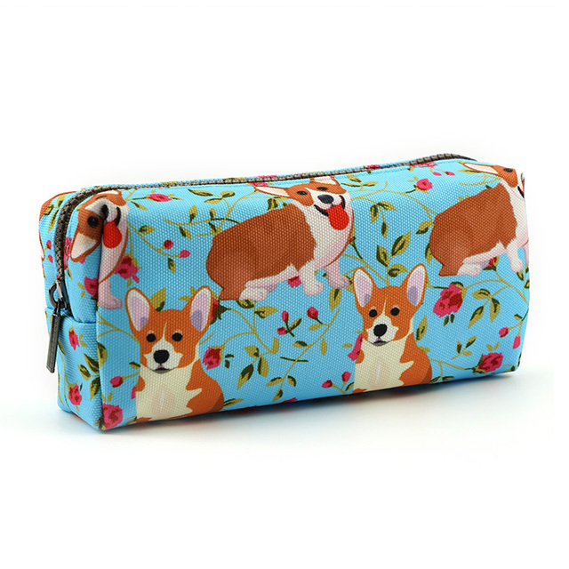 Corgi Dog Pencil Case Corgi Gift Students Canvas Pen Bag Pouch Stationary Case Makeup Cosmetic Bag