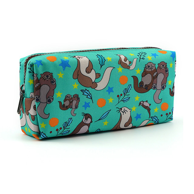 Otters Pencil Case Students Canvas Pen Bag Pouch Stationary Case Makeup Cosmetic Bag*