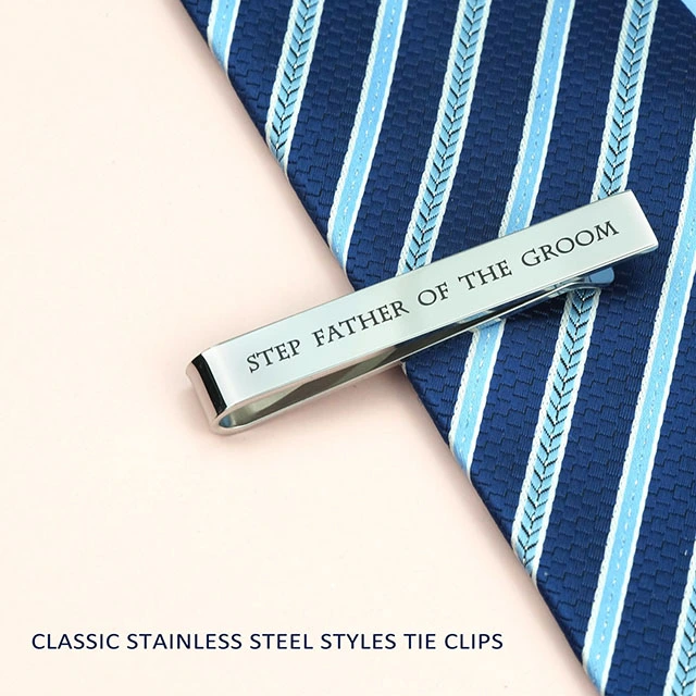 LParkin Father of The Groom Gifts Wedding Tie Clips Gifts for Groomsmen from The Bride Stainless Steel Tie Bars