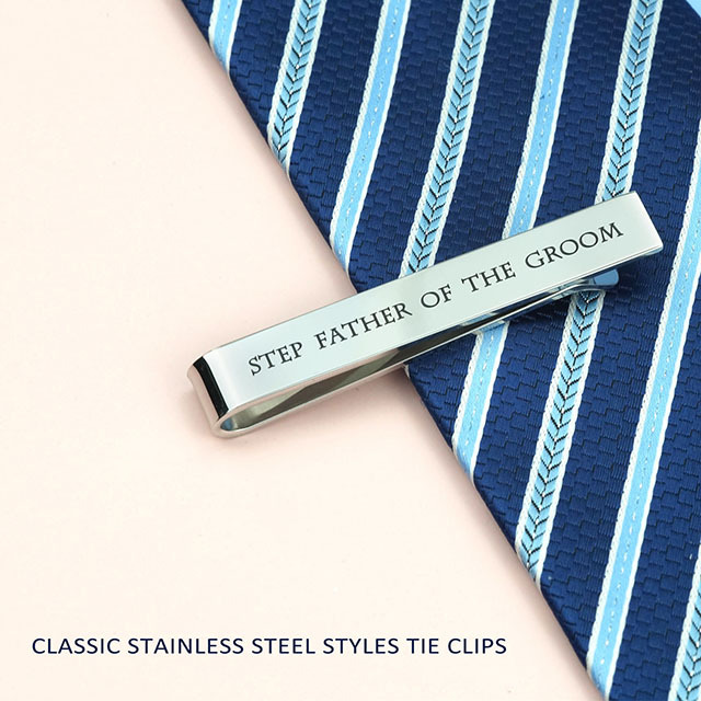 LParkin Father of The Groom Gifts Wedding Tie Clips Gifts for Groomsmen from The Bride Stainless Steel Tie Bars