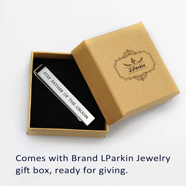 LParkin Father of The Groom Gifts Wedding Tie Clips Gifts for Groomsmen from The Bride Stainless Steel Tie Bars