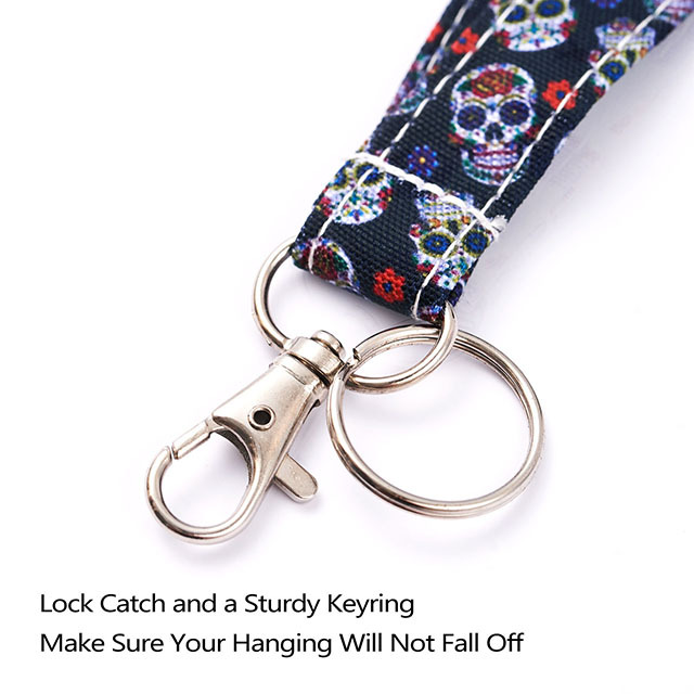 Sugar Skull Gift Lanyard ID Holder Cotton Fabric Preschool Lanyard Teacher Gift Coworker Gift for Her Boss