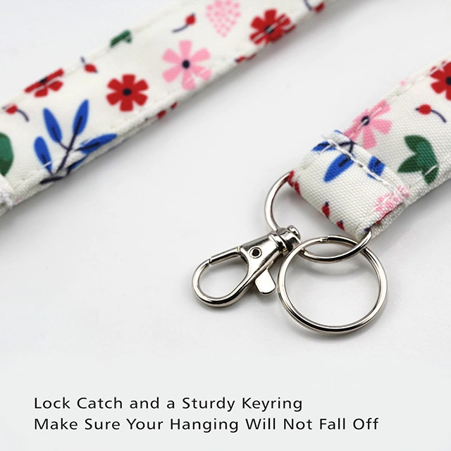 Tropical Flower Gifts Lanyard Lanyards for Women ID Badge Holder Lanyard Keychain ID Holder Cotton Fabric