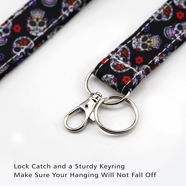 Sugar Skull Gifts Lanyard Cute Lanyard ID Badge Holder Cute Lanyards Lanyards for Women ID Holder Cotton Fabric
