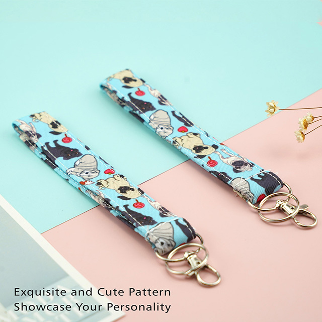 Cute Pug Dog Gifts Lanyard Lanyards for Women Key Lanyard Keychain Lanyard ID Holder Cotton Fabric Preschool Lanyard