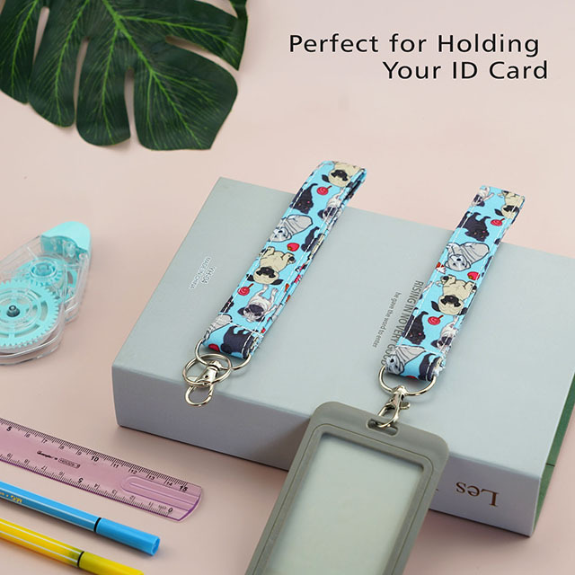Cute Pug Dog Gifts Lanyard Lanyards for Women Key Lanyard Keychain Lanyard ID Holder Cotton Fabric Preschool Lanyard