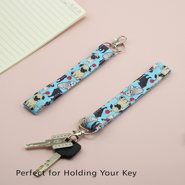 Cute Pug Dog Gifts Lanyard Lanyards for Women Key Lanyard Keychain Lanyard ID Holder Cotton Fabric Preschool Lanyard