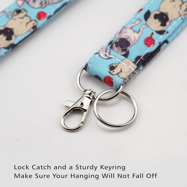 Cute Pug Dog Gifts Lanyard Lanyards for Women Key Lanyard Keychain Lanyard ID Holder Cotton Fabric Preschool Lanyard