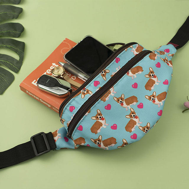 Corgi Dog Gifts Fanny Pack Hip Bag Waist Bag Canvas Bum Belt Hip Pouch Bags