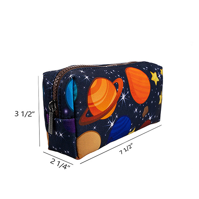 LParkin Space Canvas Student Galaxy Pencil Case Gifts for Boys Pen Bag Pouch Box Gadget Stationary Case Makeup Cosmetic Bag (Black)