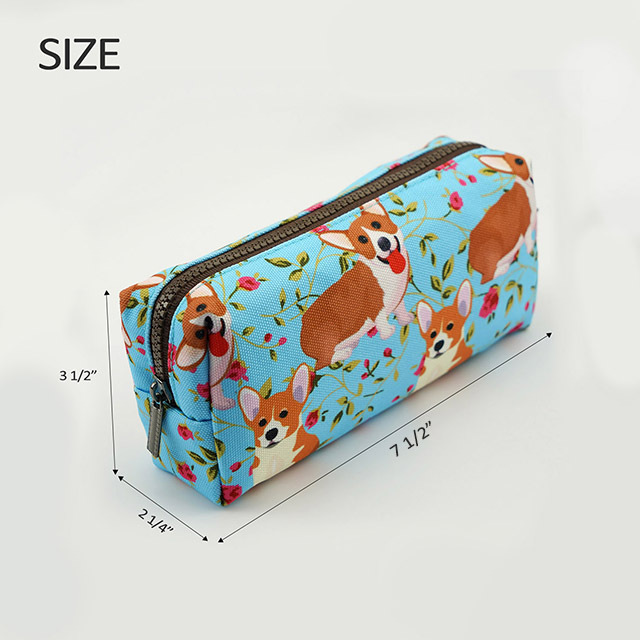 Corgi Dog Pencil Case Corgi Gift Students Canvas Pen Bag Pouch Stationary Case Makeup Cosmetic Bag