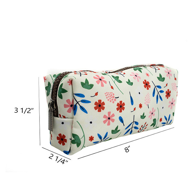 LParkin Floral Large Capacity Flower Canvas Pencil Case for Girls Teacher Gift Gadget Pen Bag Pouch Stationary Case Makeup Cosmetic Student Bag Box