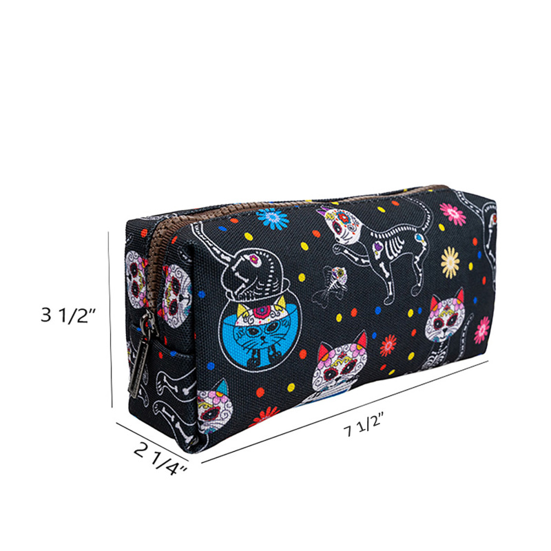 LParkin Day of The Dead Cat Pencil Case for Girls Pouch Teacher Gift Gadget Bag Make Up Case Cosmetic Bag Stationary School Supplies Kawaii Pencil Box