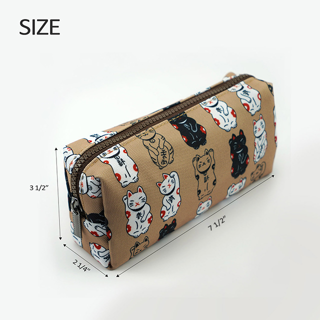 Lucky Japanese Cat Pencil Case Student Cute Maneki Neko Cat Pencil Bag Pouch Case for Girls Makeup Cosmetic Bag Gadget