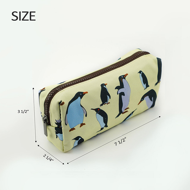 LParkin Penguins Canvas Pencil Case Pen Bag Pouch Stationary Case Makeup Cosmetic Bag Gadget Box