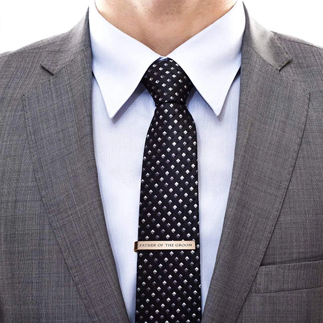 LParkin Father of The Groom Gifts Wedding Tie Clips Gifts for Groomsmen from The Bride Stainless Steel Tie Bars