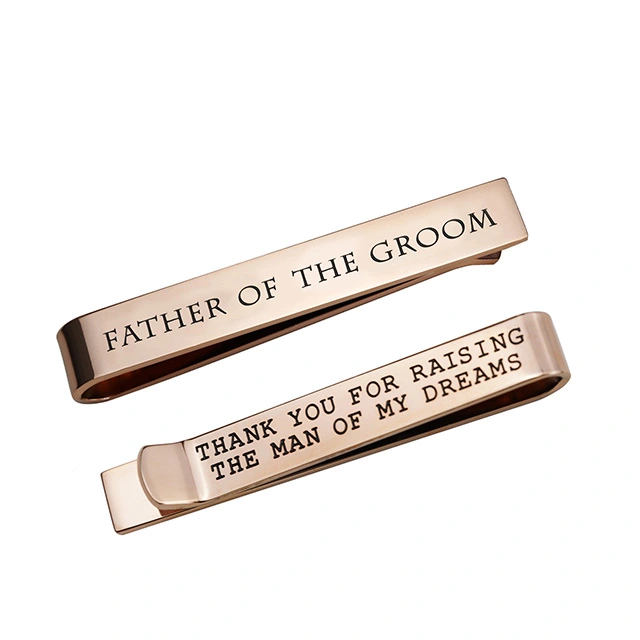 LParkin Father of The Groom Gifts Wedding Tie Clips Gifts for Groomsmen from The Bride Stainless Steel Tie Bars