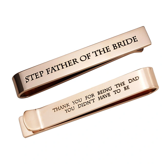 LParkin Step Father of The Bride Gifts Wedding Tie Clips Gifts for Groomsmen from The Bride Stainless Steel Tie Bars