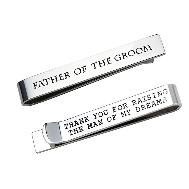 LParkin Father of The Groom Gifts Wedding Tie Clips Gifts for Groomsmen from The Bride Stainless Steel Tie Bars