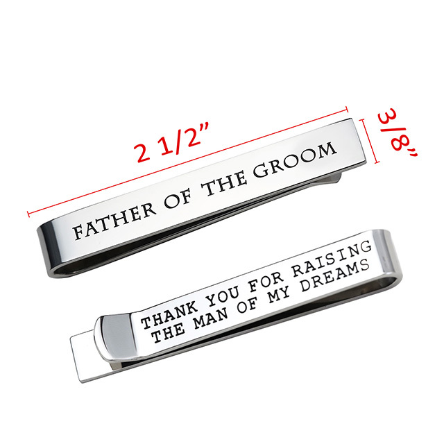 LParkin Father of The Groom Gifts Wedding Tie Clips Gifts for Groomsmen from The Bride Stainless Steel Tie Bars