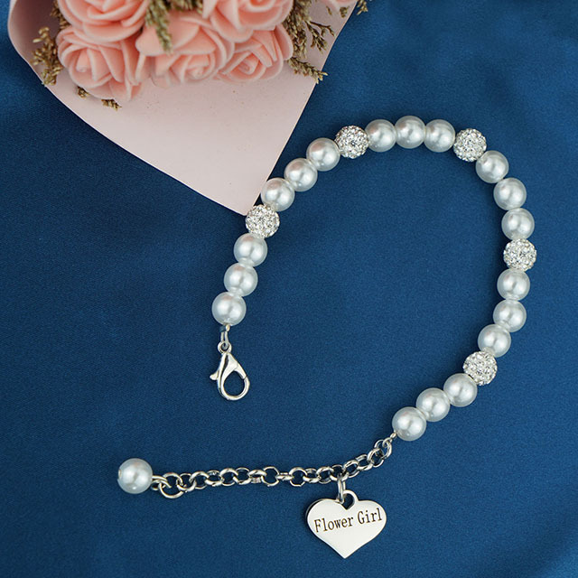 LParkin Flower Girl Bracelet Flowergirl Pearl Bracelet Flowergirl Gift Jewelry