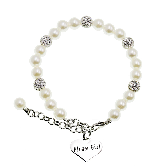 FLOWER GIRL MONOGRAM CHARM PEARL BRACELET – Sendsational Gifts