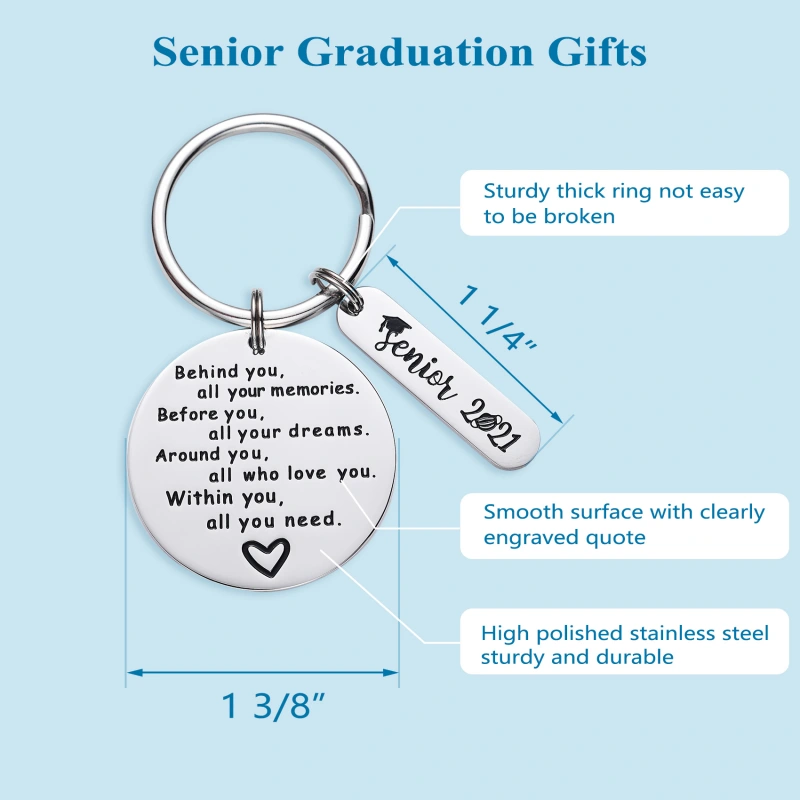 College Graduation Gifts 2021 Behind You All Your Memories Birthday Keychain Inspirational Graduates Key Chains