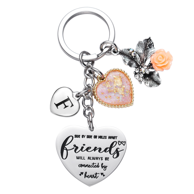 Best Friend Gifts Initial Keychain A-Z Letter Long Distance Relationships Keychains Birthday Gift for BFF