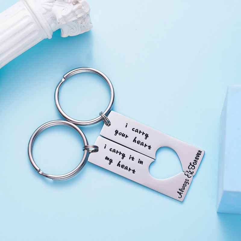 Long Distance Keychain Set Best Friend Long Distance Friendship Relationship Boyfriend Girlfriend Gift Polished Finish