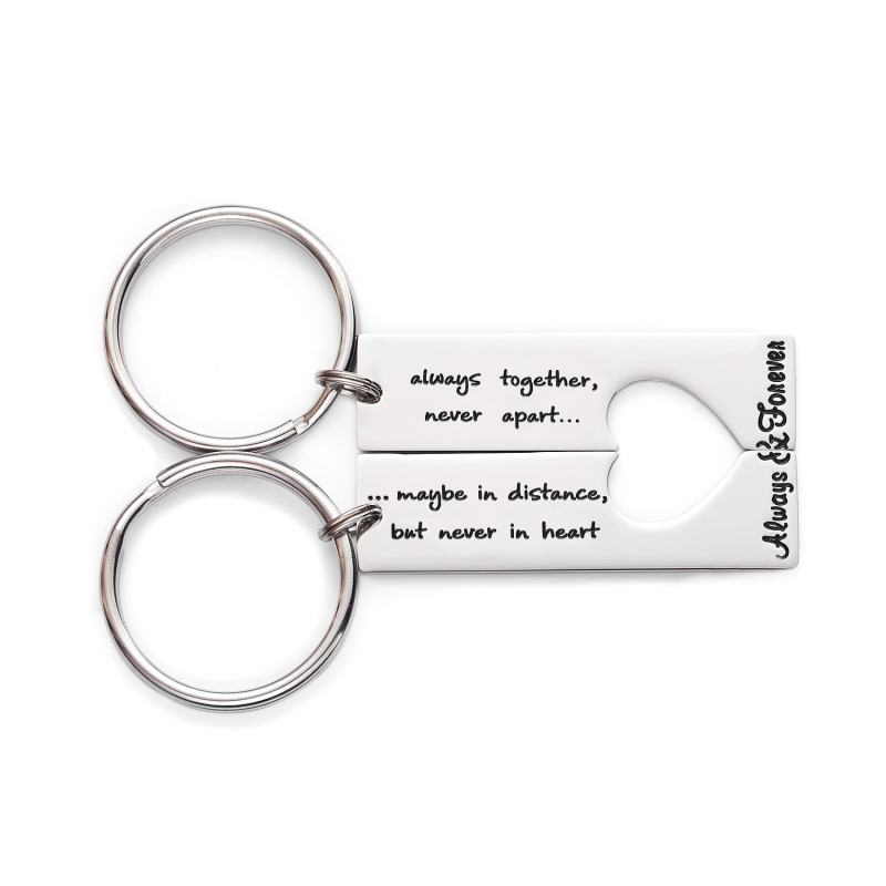 Long Distance Keychain Set Best Friend Long Distance Friendship Relationship Boyfriend Girlfriend Gift Polished Finish