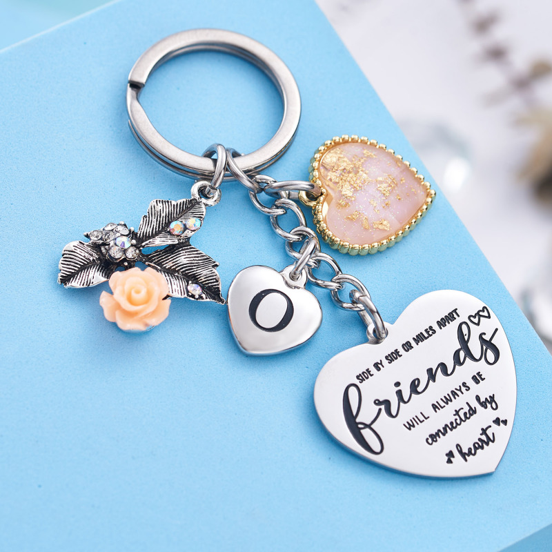 Best Friend Gifts Initial Keychain A-Z Letter Long Distance Relationships Keychains Birthday Gift for BFF