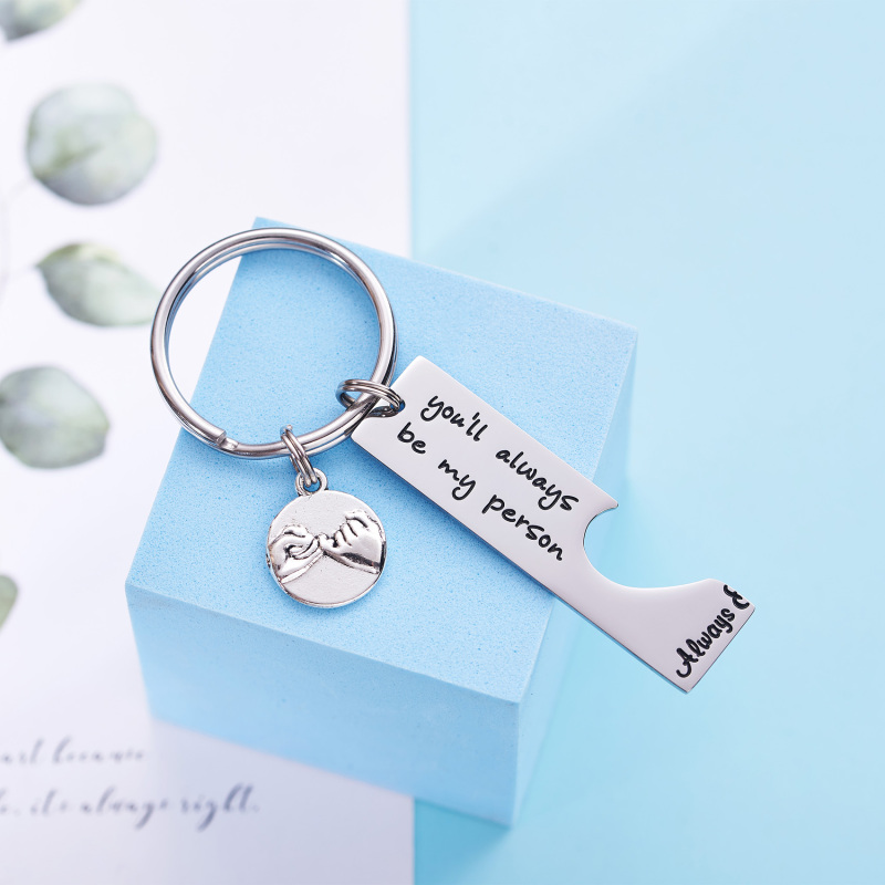 Long Distance Keychain Set Best Friend Long Distance Friendship Relationship Boyfriend Girlfriend Gift Polished Finish