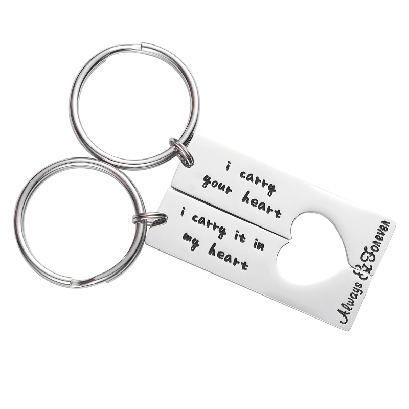 Long Distance Keychain Set Best Friend Long Distance Friendship Relationship Boyfriend Girlfriend Gift Polished Finish