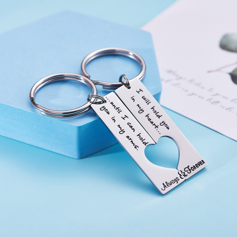 Long Distance Keychain Set Best Friend Long Distance Friendship Relationship Boyfriend Girlfriend Gift Polished Finish