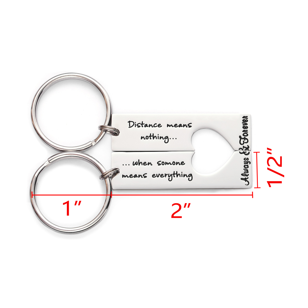 Long Distance Keychain Set Best Friend Long Distance Friendship Relationship Boyfriend Girlfriend Gift Polished Finish