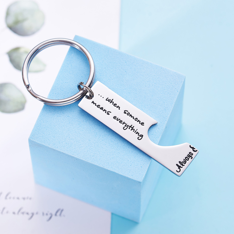 Long Distance Keychain Set Best Friend Long Distance Friendship Relationship Boyfriend Girlfriend Gift Polished Finish