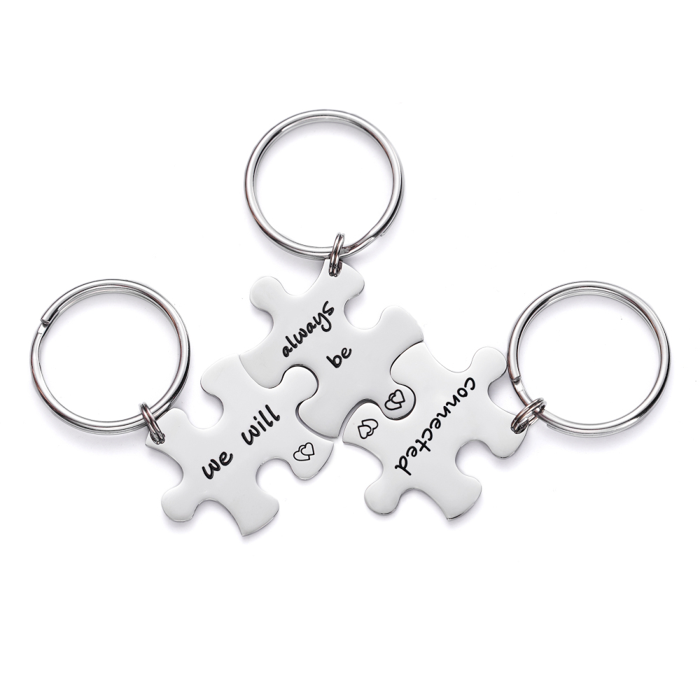 Long Distance Keychain Set Best Friend Long Distance Friendship Relationship Boyfriend Girlfriend Gift Polished Finish