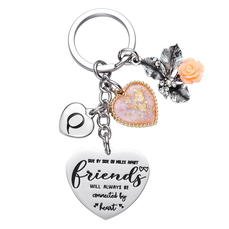 Best Friend Gifts Initial Keychain A-Z Letter Long Distance Relationships Keychains Birthday Gift for BFF