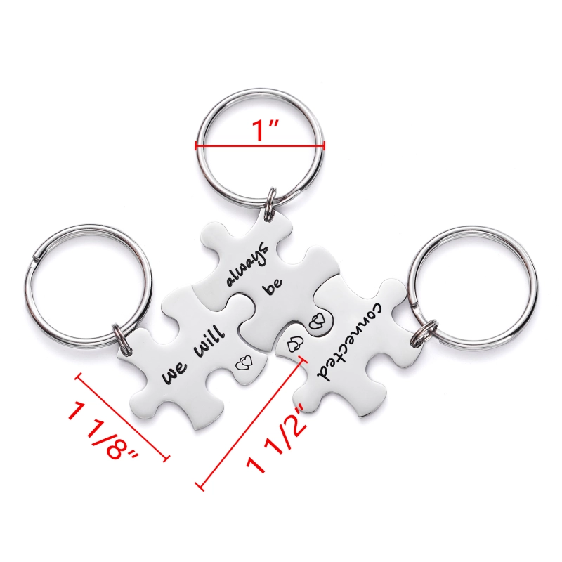 Long Distance Keychain Set Best Friend Long Distance Friendship Relationship Boyfriend Girlfriend Gift Polished Finish