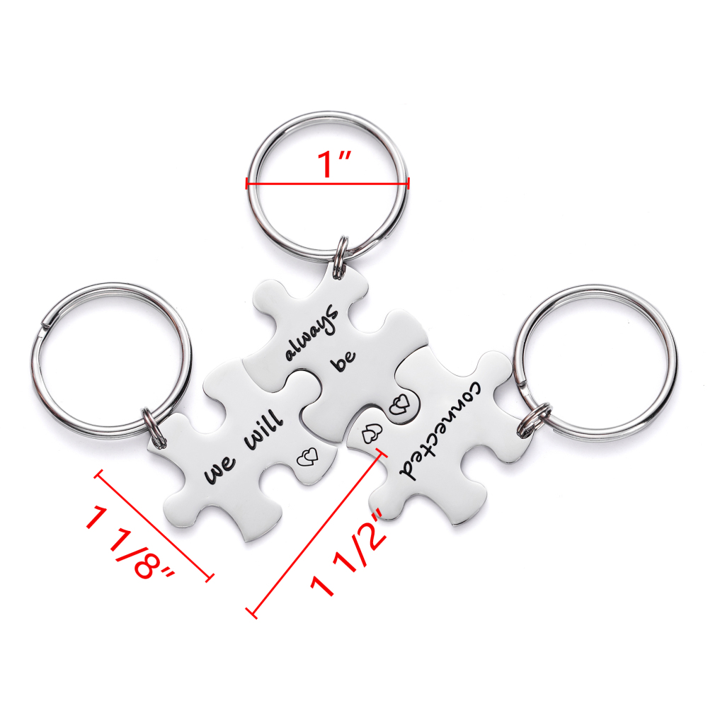 Long Distance Keychain Set Best Friend Long Distance Friendship Relationship Boyfriend Girlfriend Gift Polished Finish