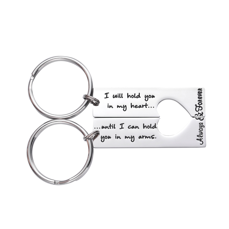 Long Distance Keychain Set Best Friend Long Distance Friendship Relationship Boyfriend Girlfriend Gift Polished Finish